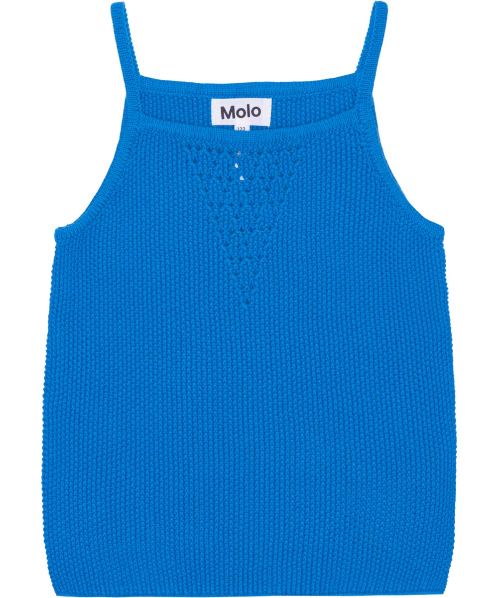 Ranita - Retro Blue - Blå hæklet stroptop i bomuld