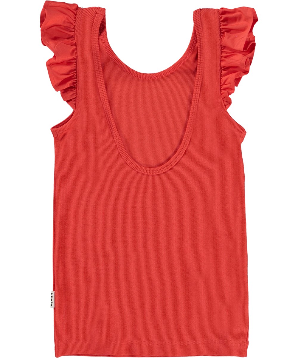 Ranja - Apple Red - Tanktop i rød med flæser