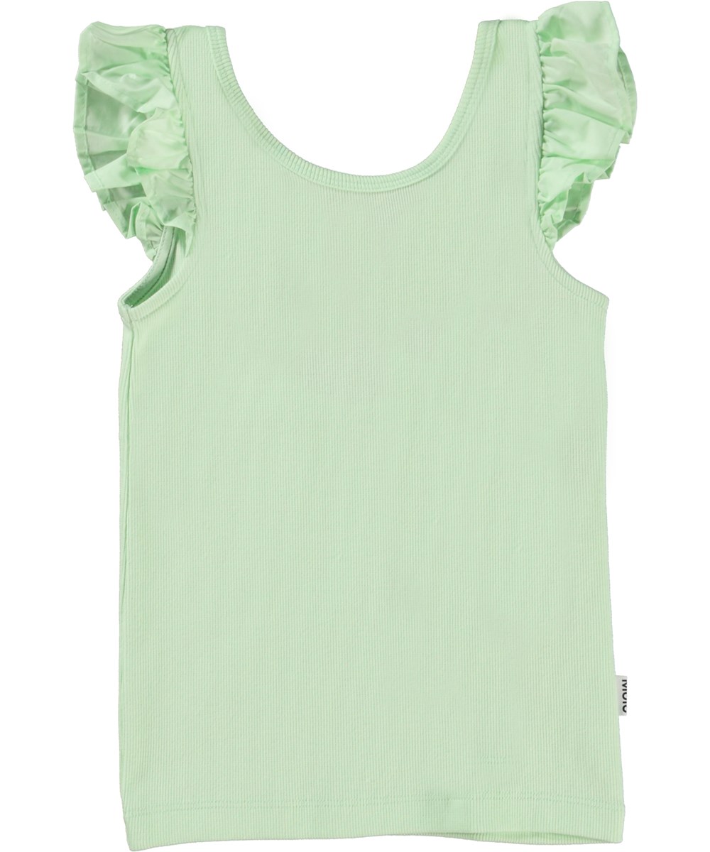 Ranja - Pale Pear - Tanktop i mint grøn med flæser