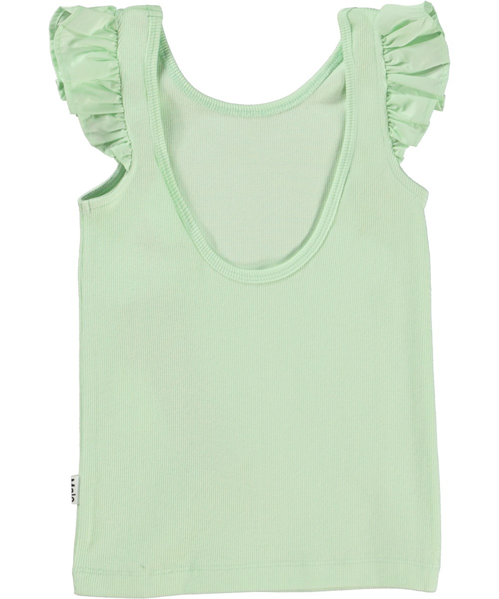 Ranja - Pale Pear - Tanktop i mint grøn med flæser
