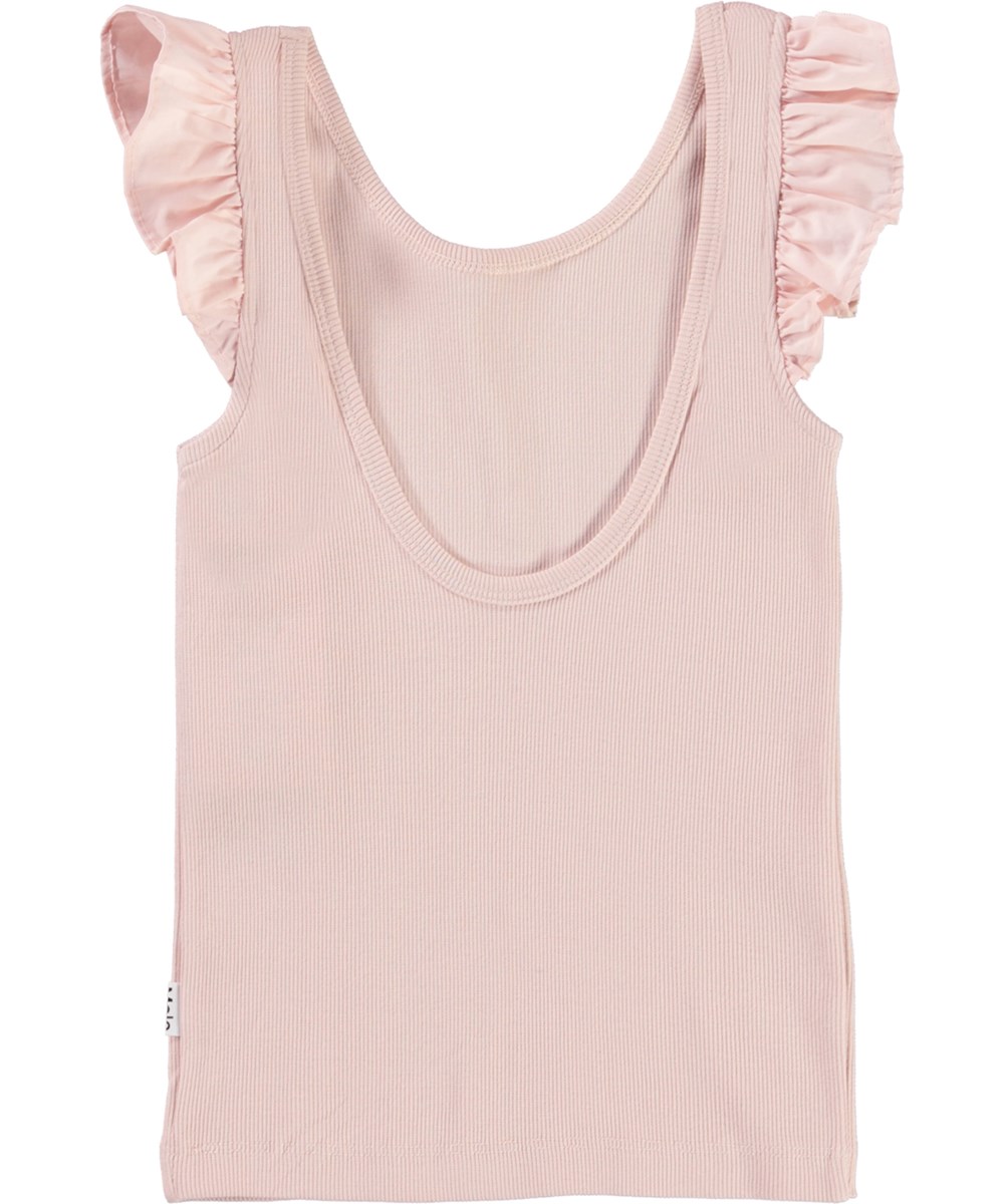 Ranja - Powder - Rosa tanktop med små flæsekanter