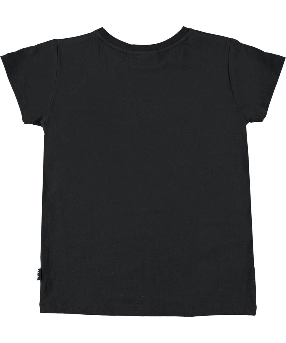 Ranva - Black - Sort t-shirt med paliet blomt