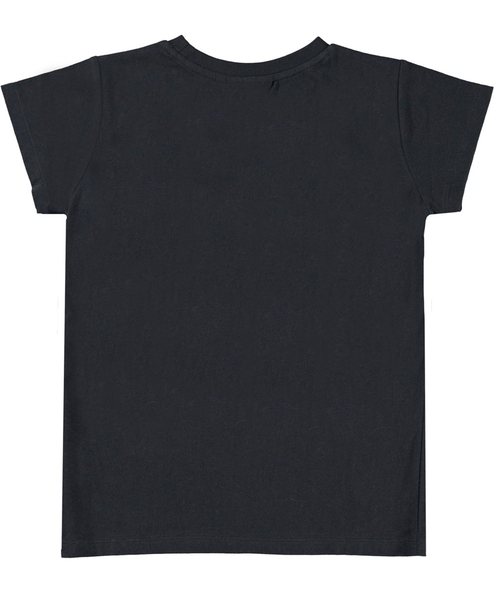 Ranva - Black - Sort økologisk t-shirt med blomster artwork