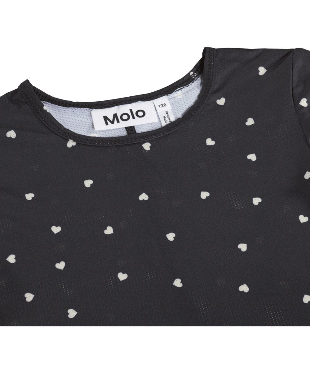 Rasha - Confetti_Black - Langærmet bluse med hjerteprint til børn