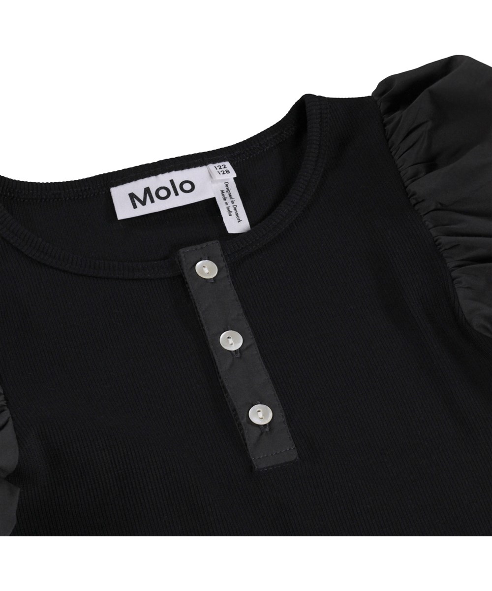 Rawna - Raven - Sort cropped t-shirt i økologisk bomuld til børn