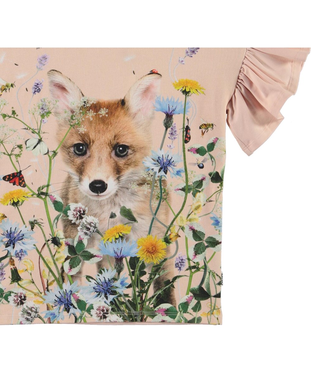 Rayah - Wildflower Fox - Lyserød t-shirt med print af en ræv