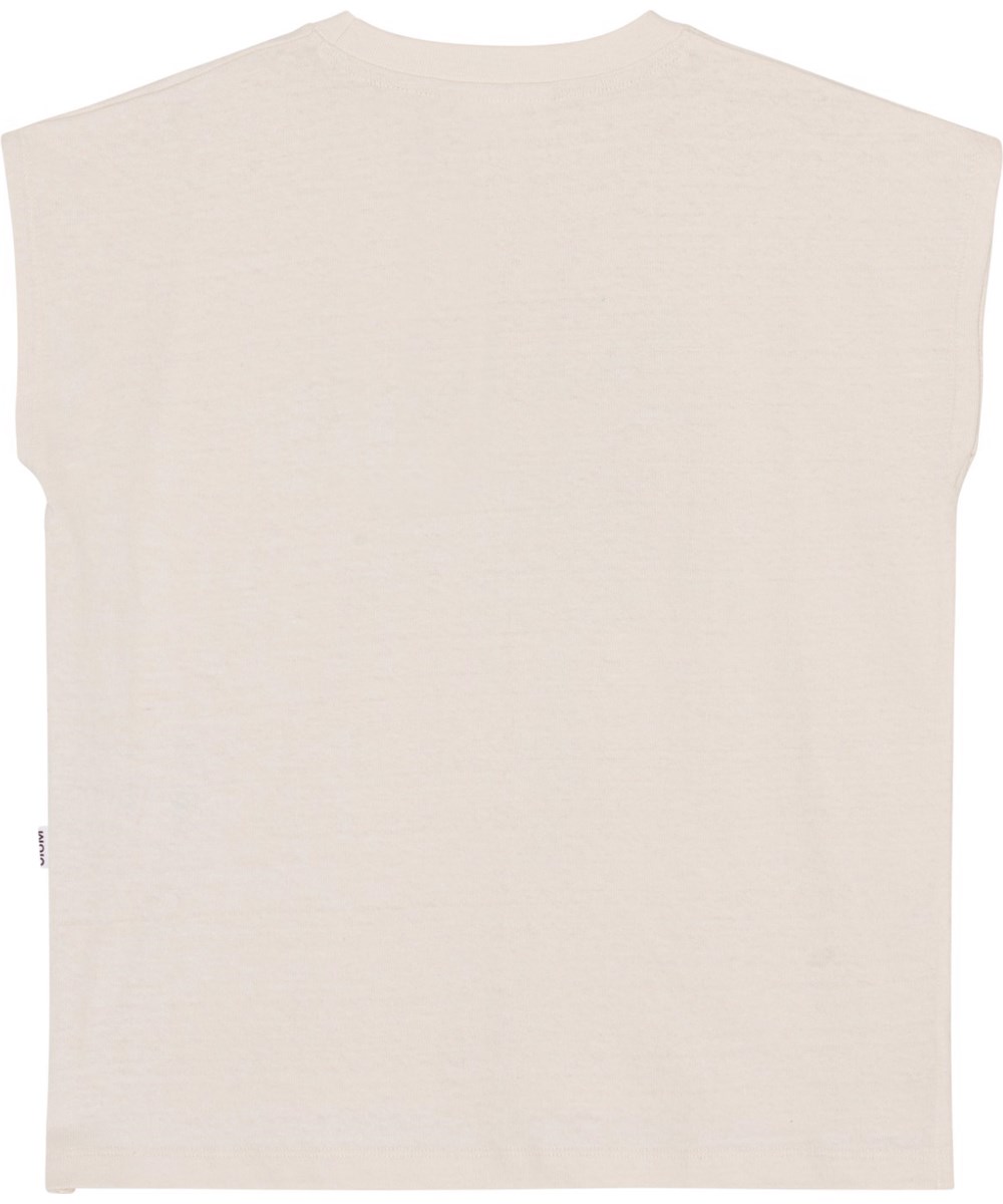 Rayla - Sea Shell - Råhvid t-shirt i økologisk bomuld med et palmeprint