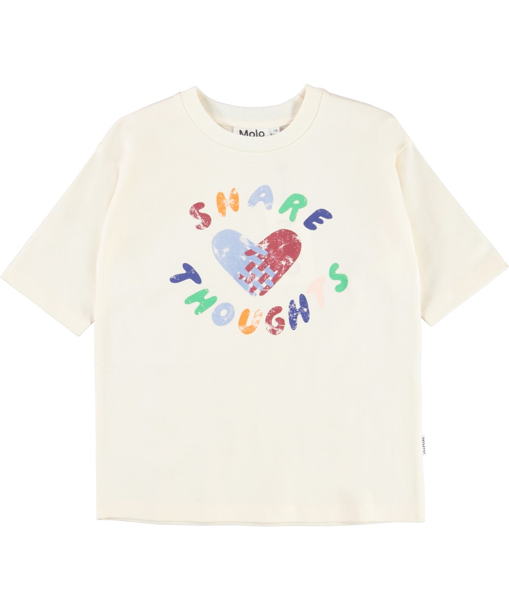 Reen - Share Thoughs - T-shirt med flethjerte og share thoughts print.