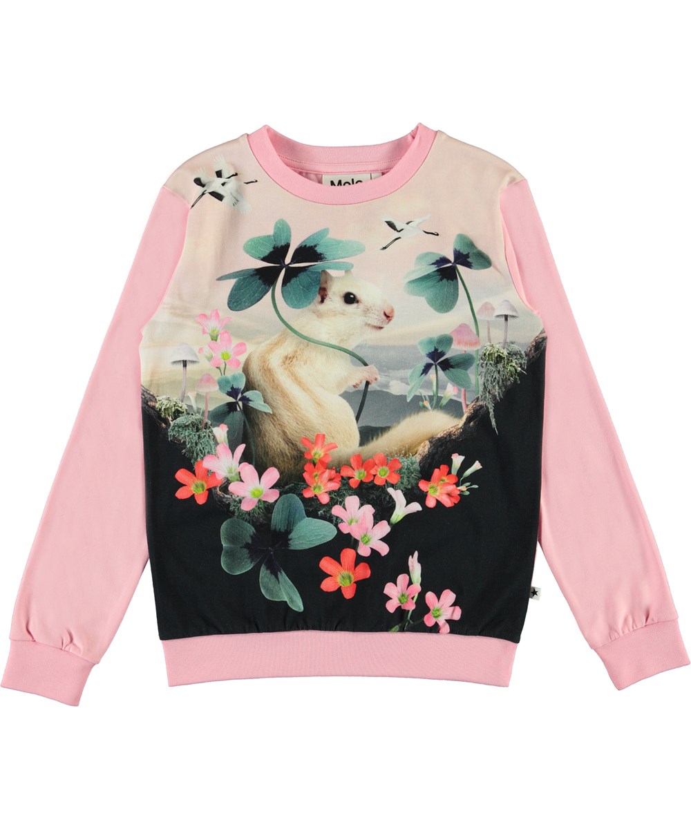 Regine - Lucky Clover - Økologisk pink bluse med kløver