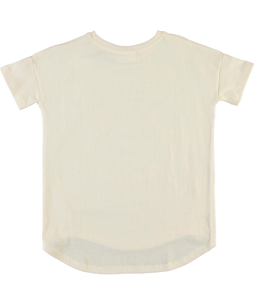 Renessa - Pearled Ivory - Økologisk t-shirt med print af kat