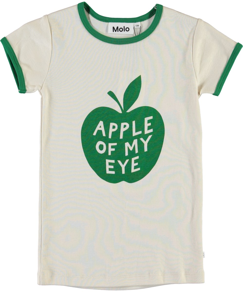 Rhiannon - Apple - Hvid t-shirt med grønt æble print
