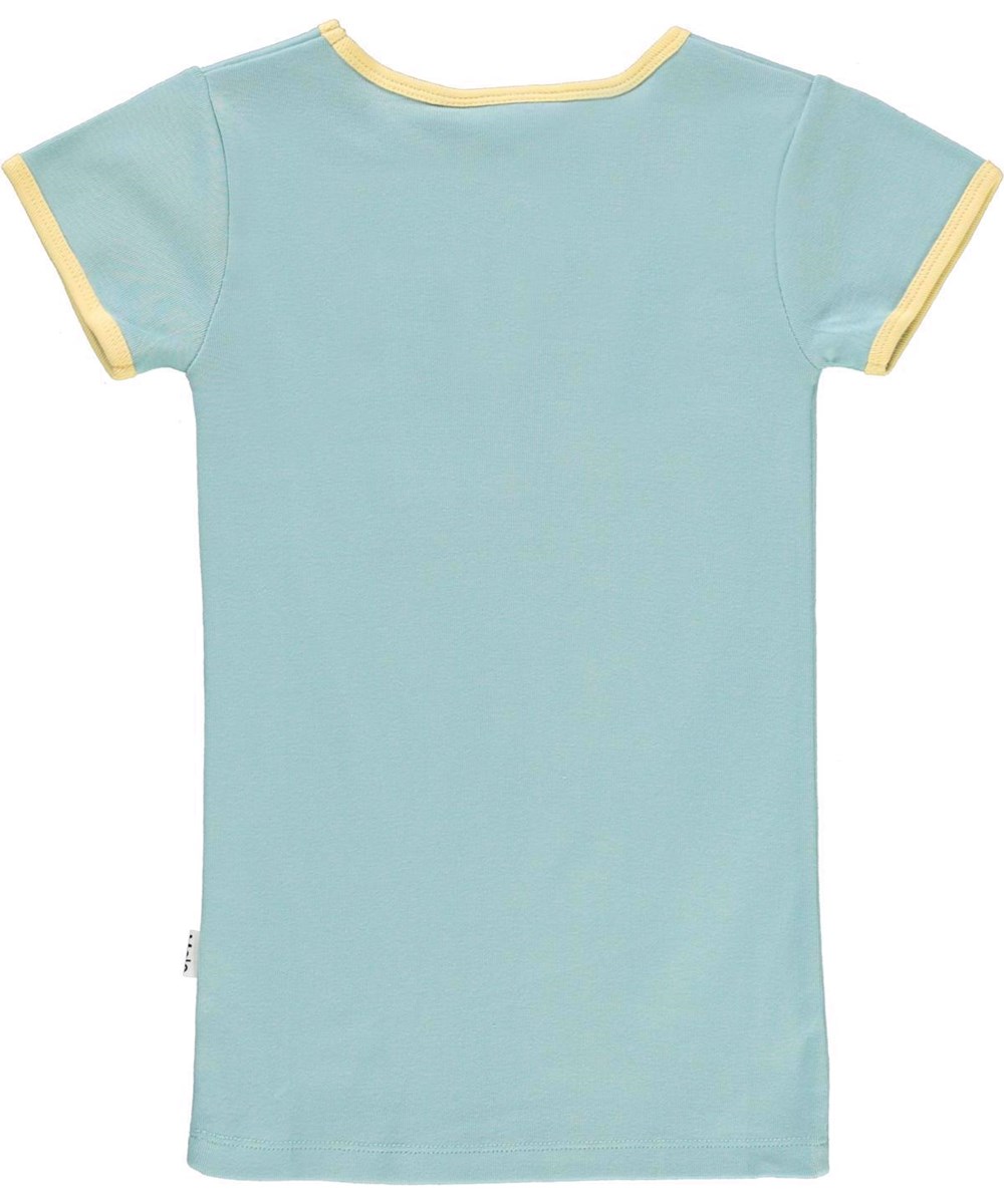 Rhiannon - Flower PWR - Økologisk lyseblå t-shirt med blomster 