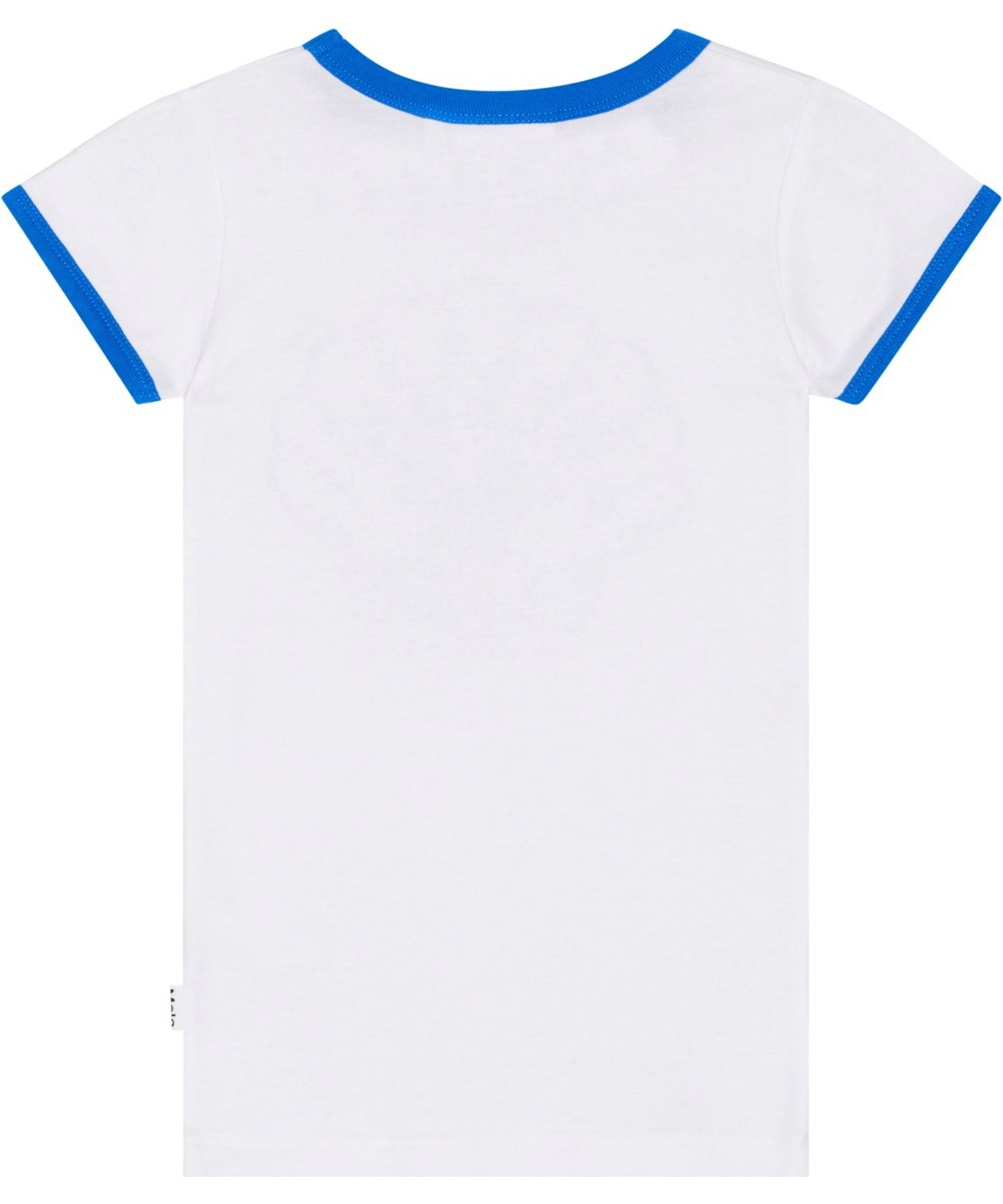 Rhiannon - Ocean Club - Hvid tætsiddende t-shirt i økologisk bomuld, med frontprint af en musling