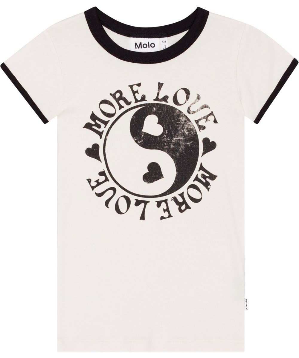 Rhiannon - Sea Shell - Hvid t-shirt i økologisk bomuld med Molos print af Yin og Yang