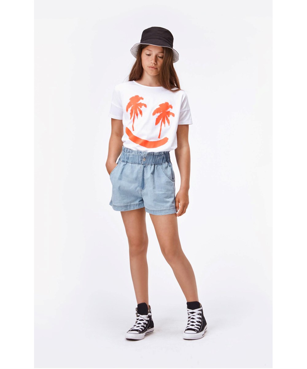 Ribila - Neon Palmtree - Økologisk bomulds t-shirt med smiley