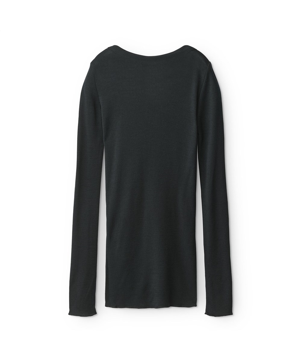 Rihanna Wool - Black - Uld basic bluse i sort
