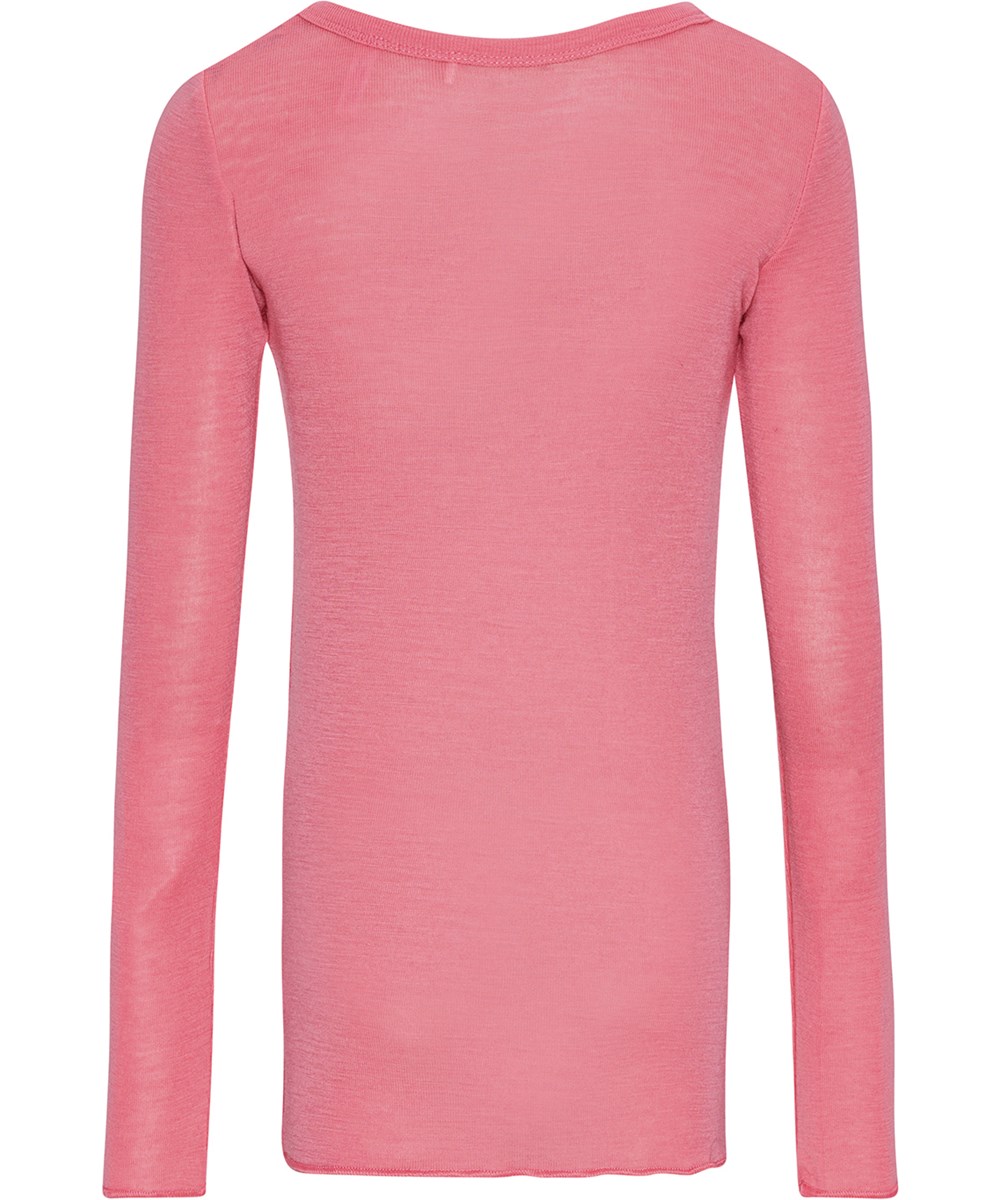 Rihanna Wool - Flamingo Plume - Pink langærmet bluse i merino uld