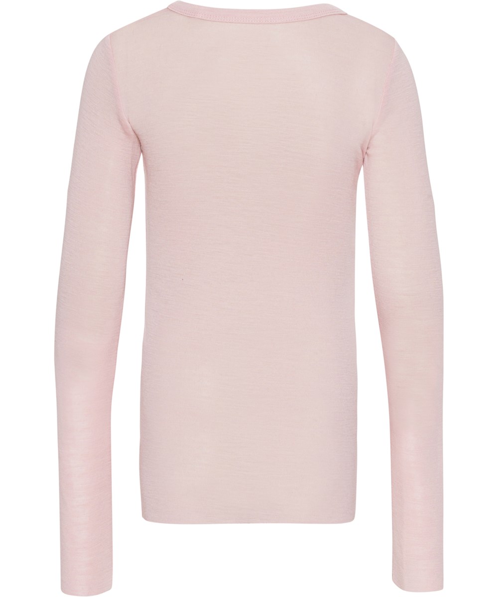 Rihanna Wool - Petal Blush - Lyserød langærmet bluse i Merino uld