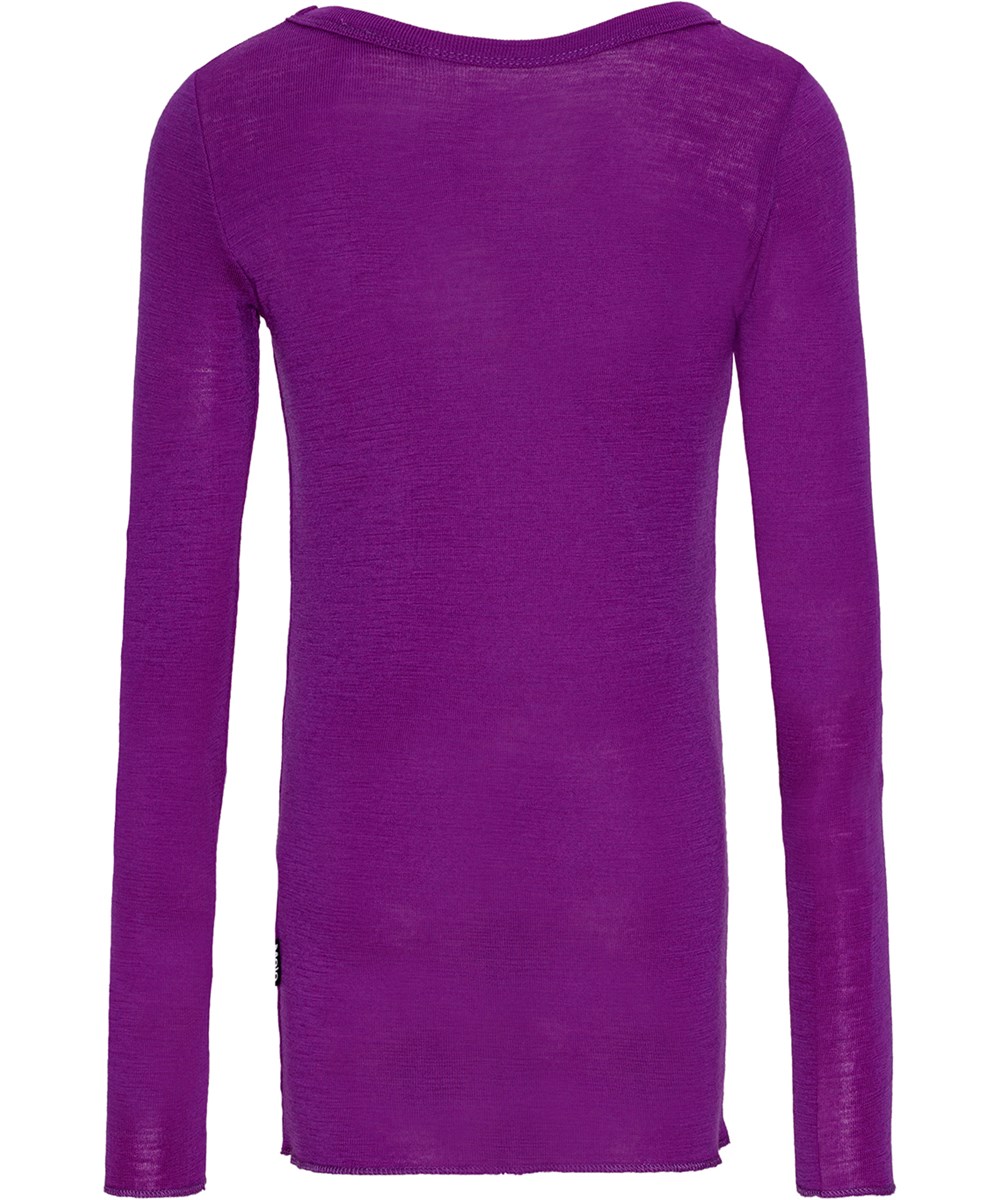 Rihanna Wool - Warm Purple - Lilla langærmet bluse i merino uld