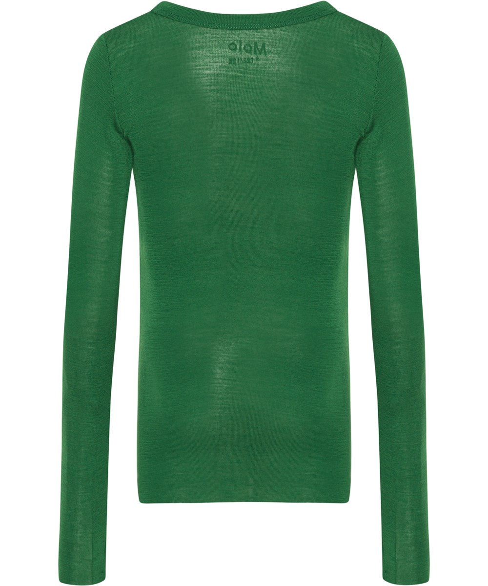 Rihanna Wool - Woodland Green - Grøn langærmet bluse i Merino uld