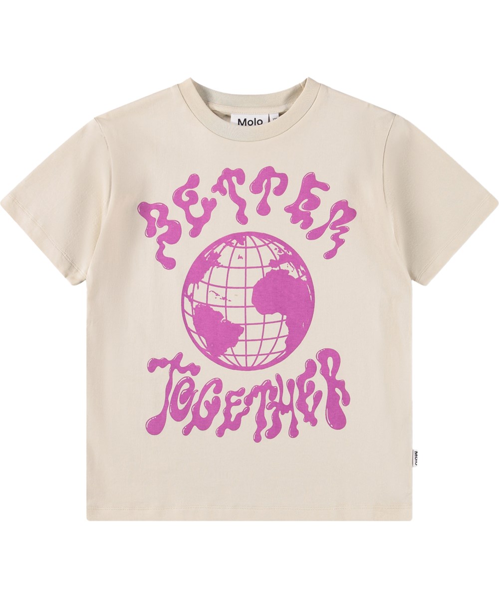 Riley - Summer Sand - Beige t-shirt i økologisk bomuld til børn