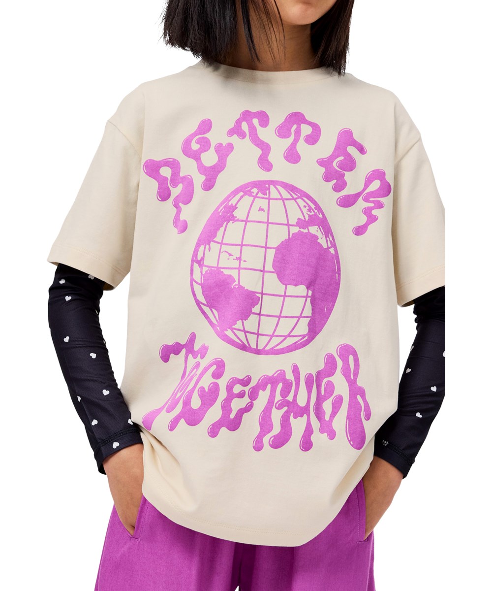 Riley - Summer Sand - Beige t-shirt i økologisk bomuld til børn