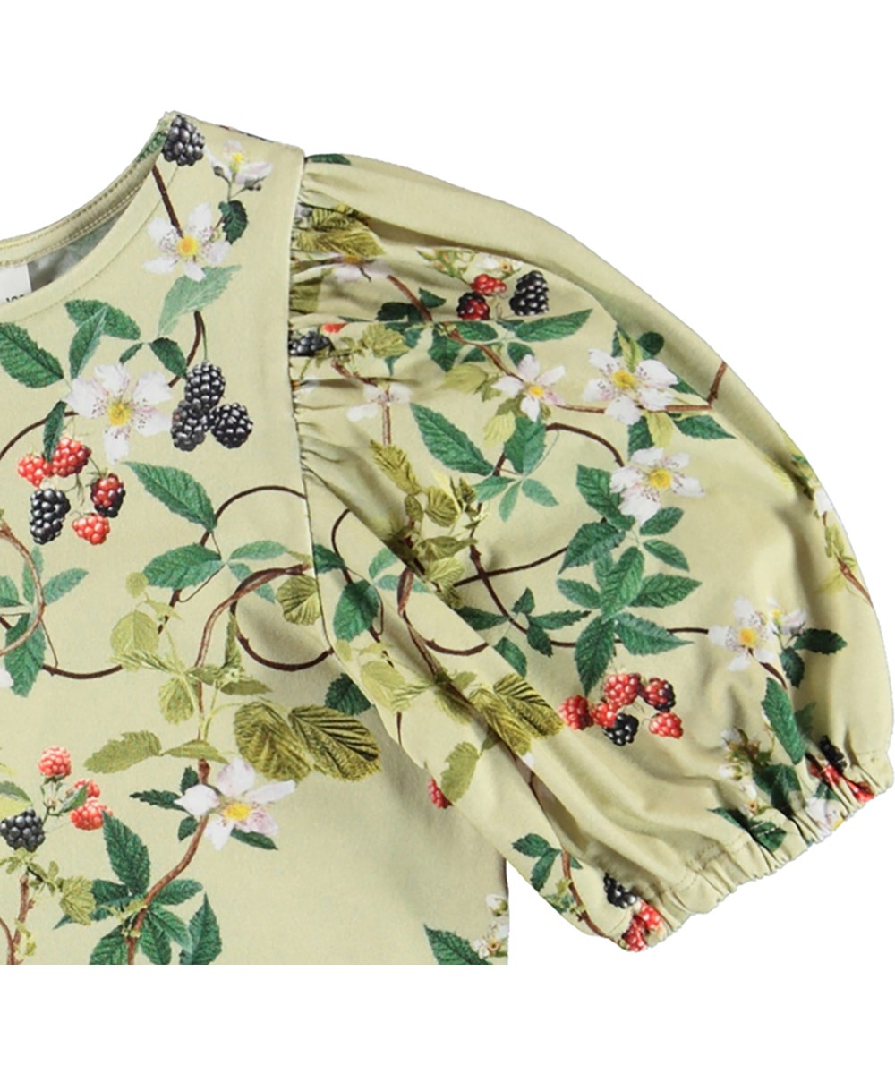 Rivera - Bramble - Økologisk grøn t-shirt med brombær print