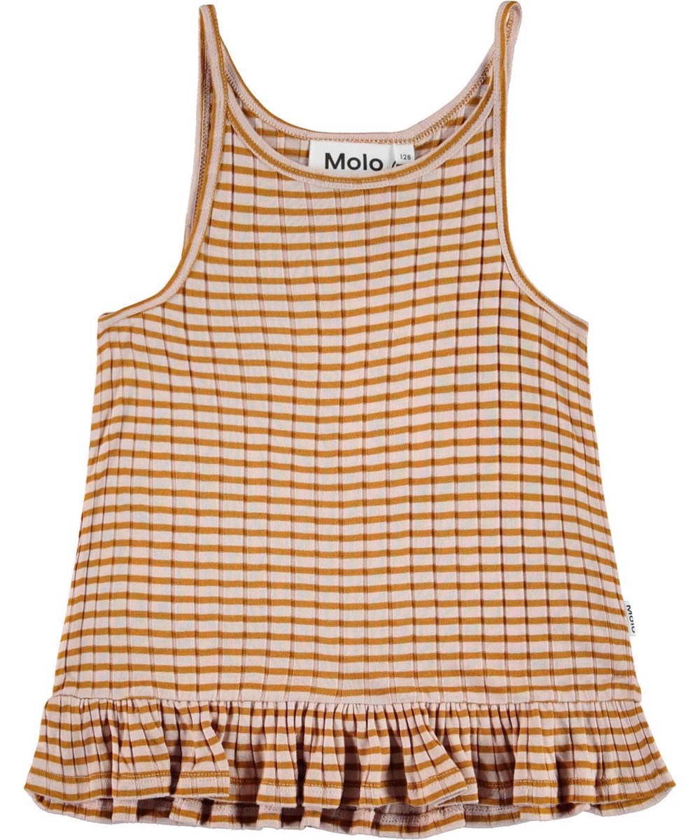 Riza - Rose Almond Stripe - Stribet stroptop i rib