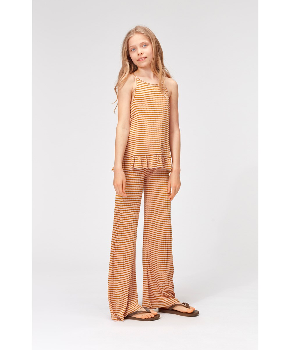 Riza - Rose Almond Stripe - Stribet stroptop i rib