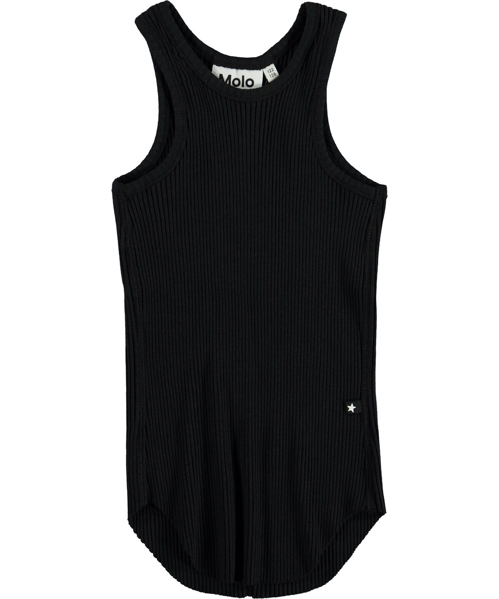 Roberta - Black - Sort rib tanktop