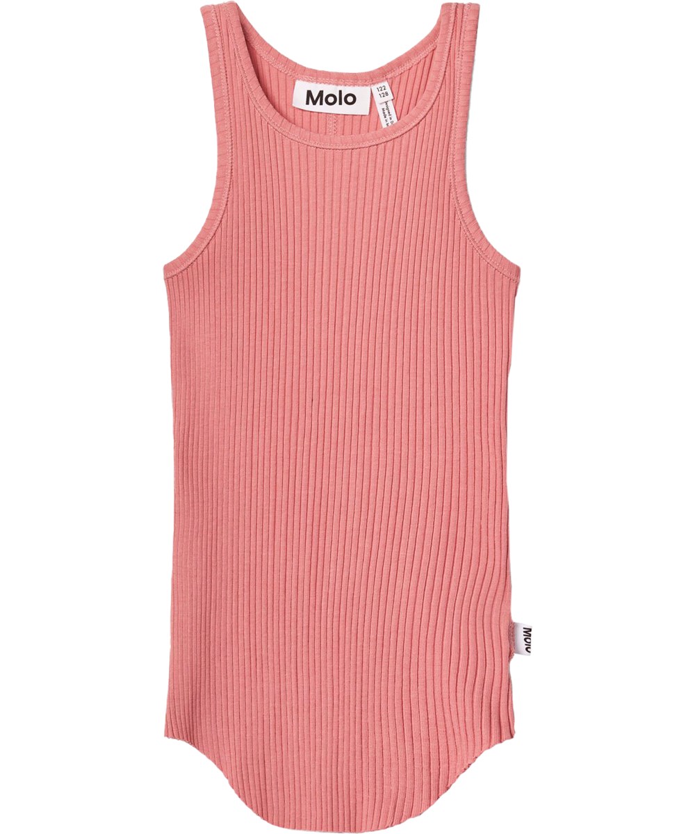 Roberta - Vintage Rose - Lys rosa tanktop til børn i blødt økologisk bomuldsrib med rund hals.