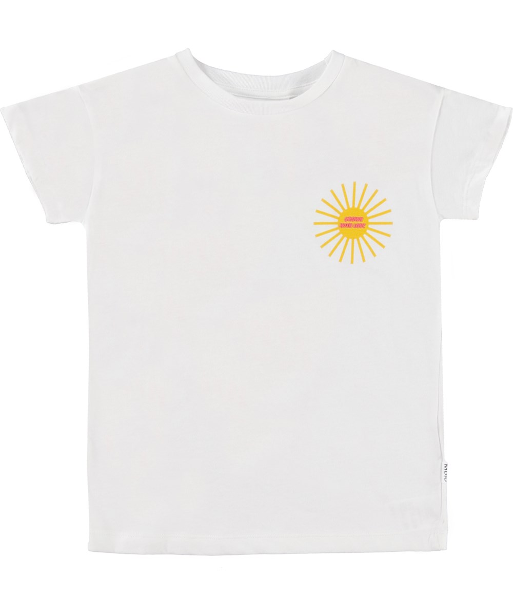 Robine - White - Økologisk hvid t-shirt med hjerte fersken print