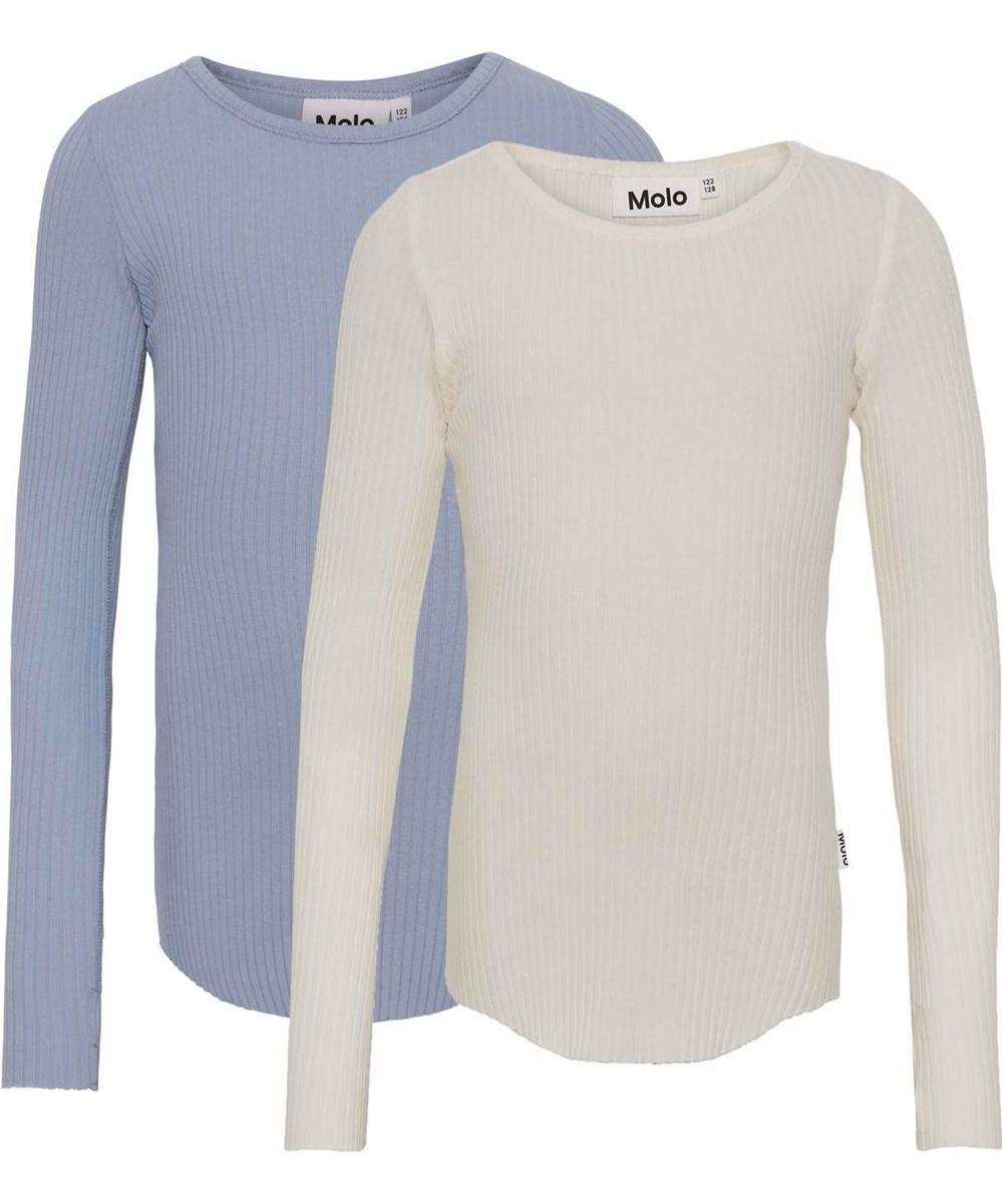 Rochelle 2-Pack - Ivory Blue - Økologisk 2-pack lyseblå og hvid bluse