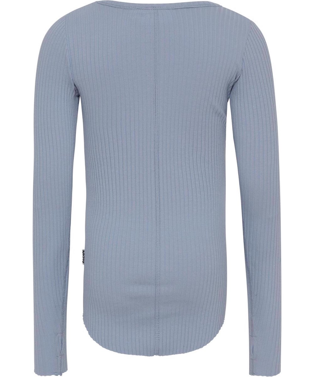 Rochelle - Blue Sky - Økologisk lyseblå rib bluse
