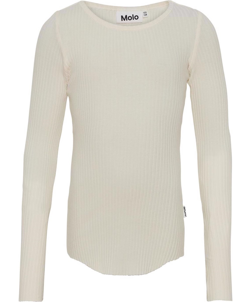 Rochelle - Pearled Ivory - Økologisk hvid rib bluse