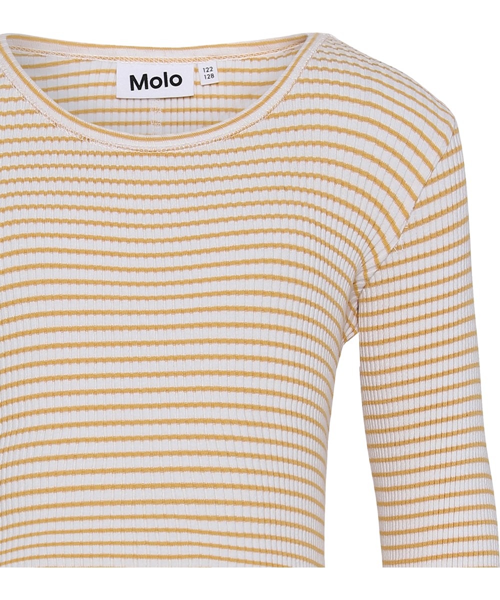 Rochelle - White Yellow Stripe - Økologisk gul og stribet rib bluse