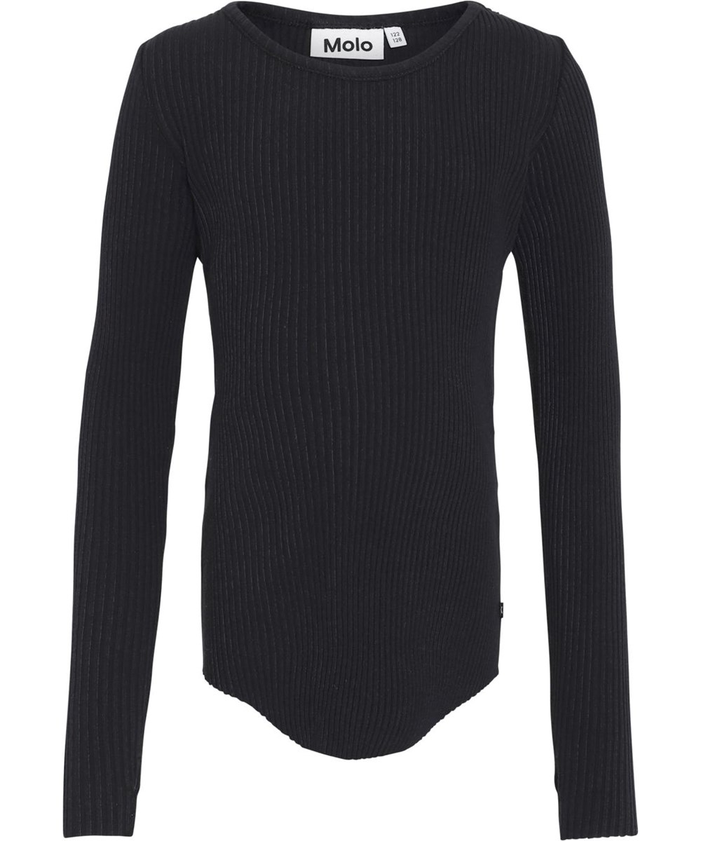 Rochelle - Black - Økologisk sort rib bluse