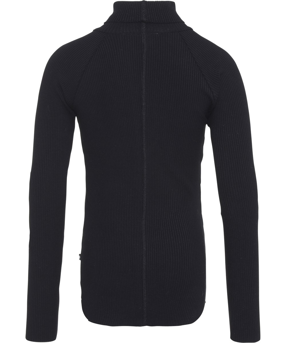 Romaine - Black - Økologisk sort rib bluse