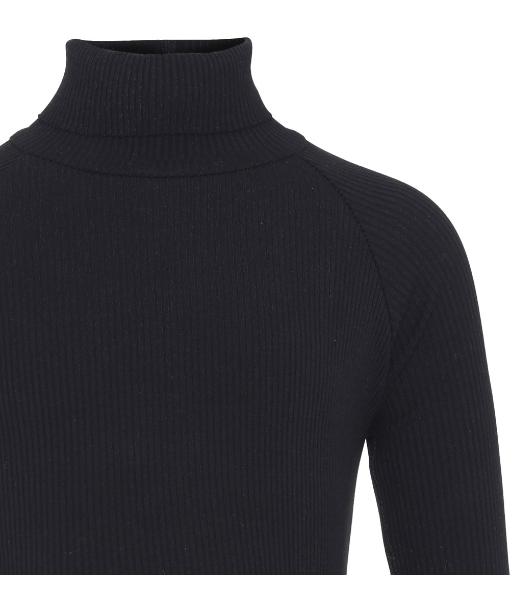 Romaine - Black - Økologisk sort rib bluse