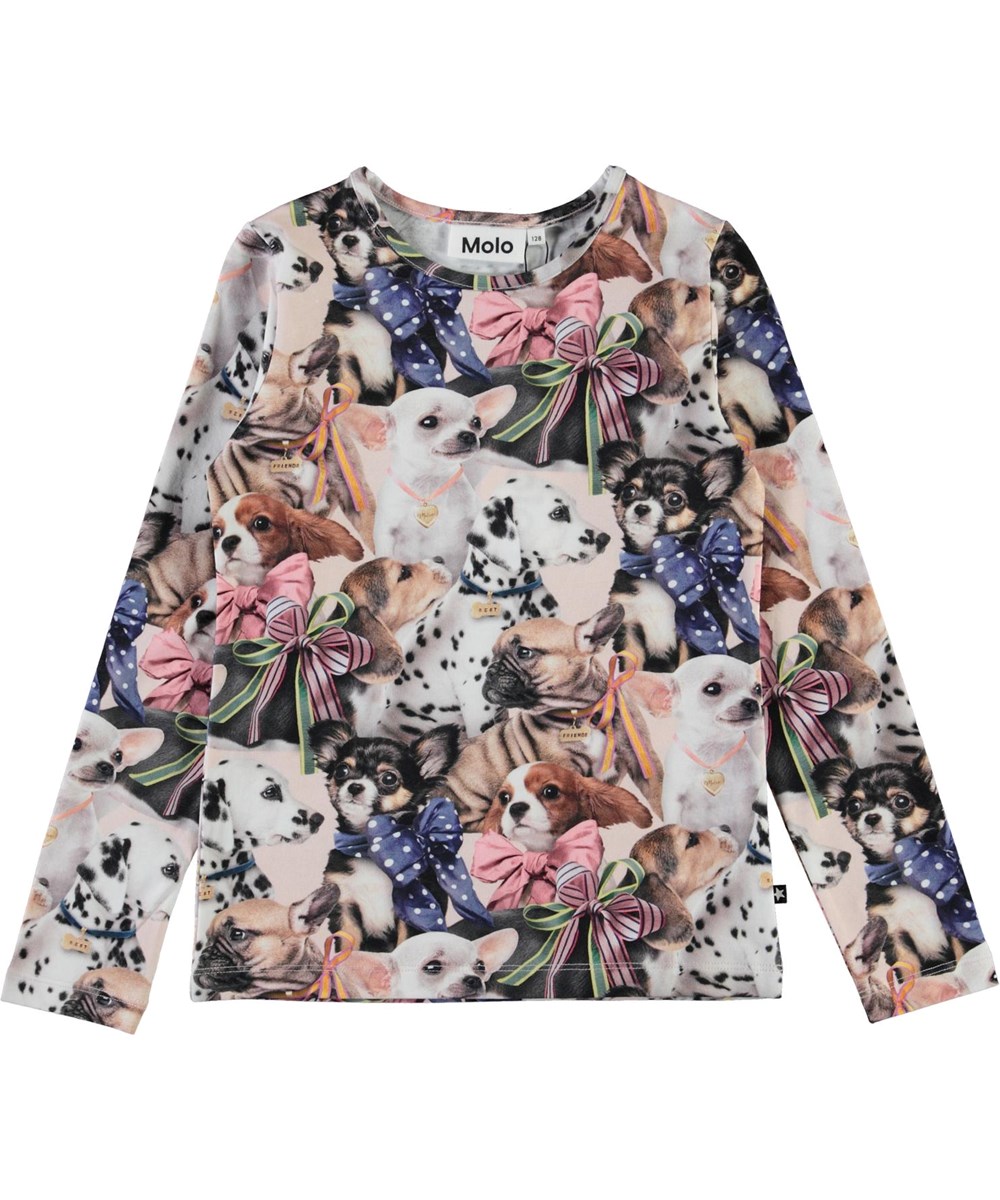Rose -  Puppy Love - Økologisk bluse med hunde print