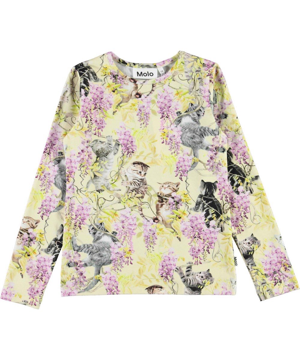 Rose - Clumsy Cuteness - Økologisk bluse med katte print