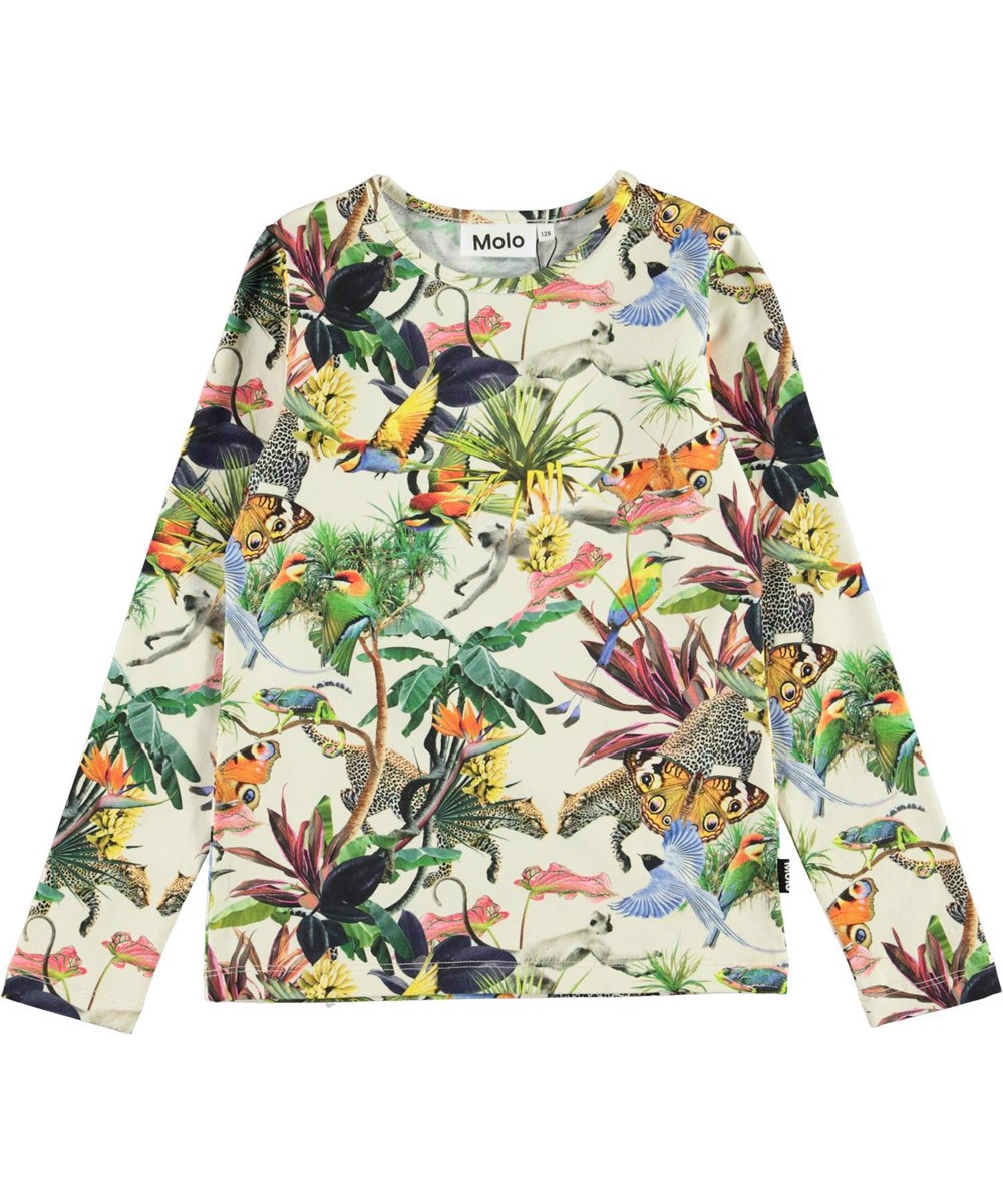 Rose - Imaginary Jungle - Økologisk bluse med farverige dyr