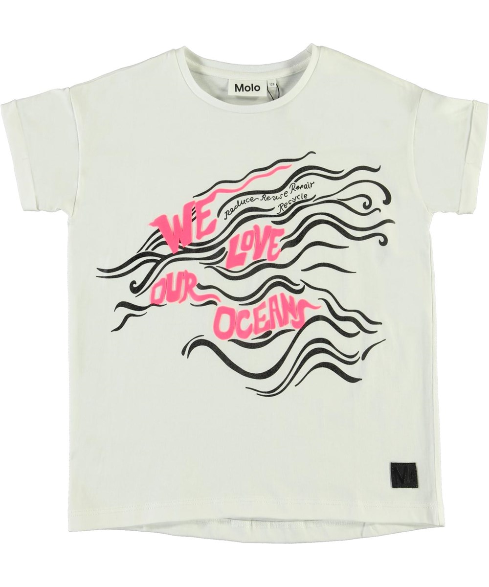 Rozinda - Weloveouroceanpink - Økologisk hvid love ocean t-shirt