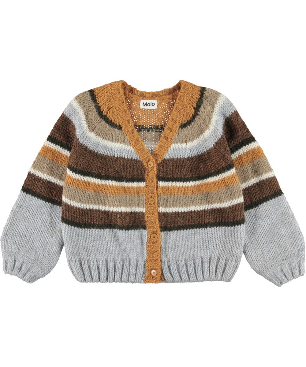 Gail - Full Circle - Grå og brun stribet strik cardigan