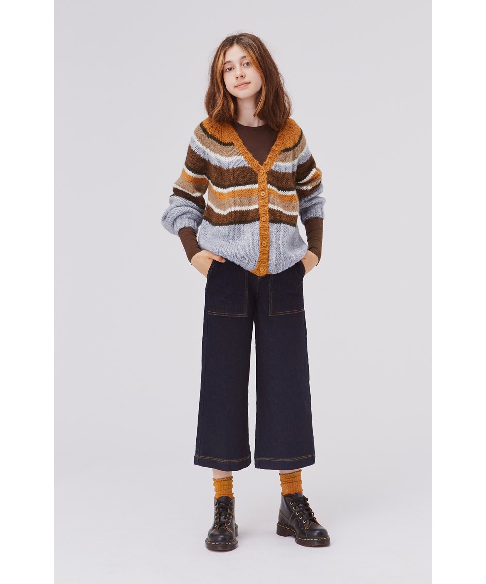 Gail - Full Circle - Grå og brun stribet strik cardigan
