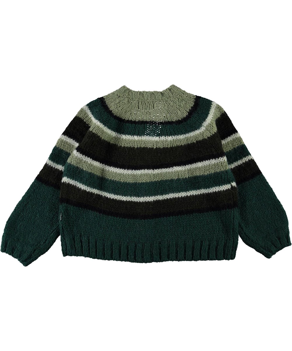 Gail - Ivy Green - Grøn stribet strik cardigan