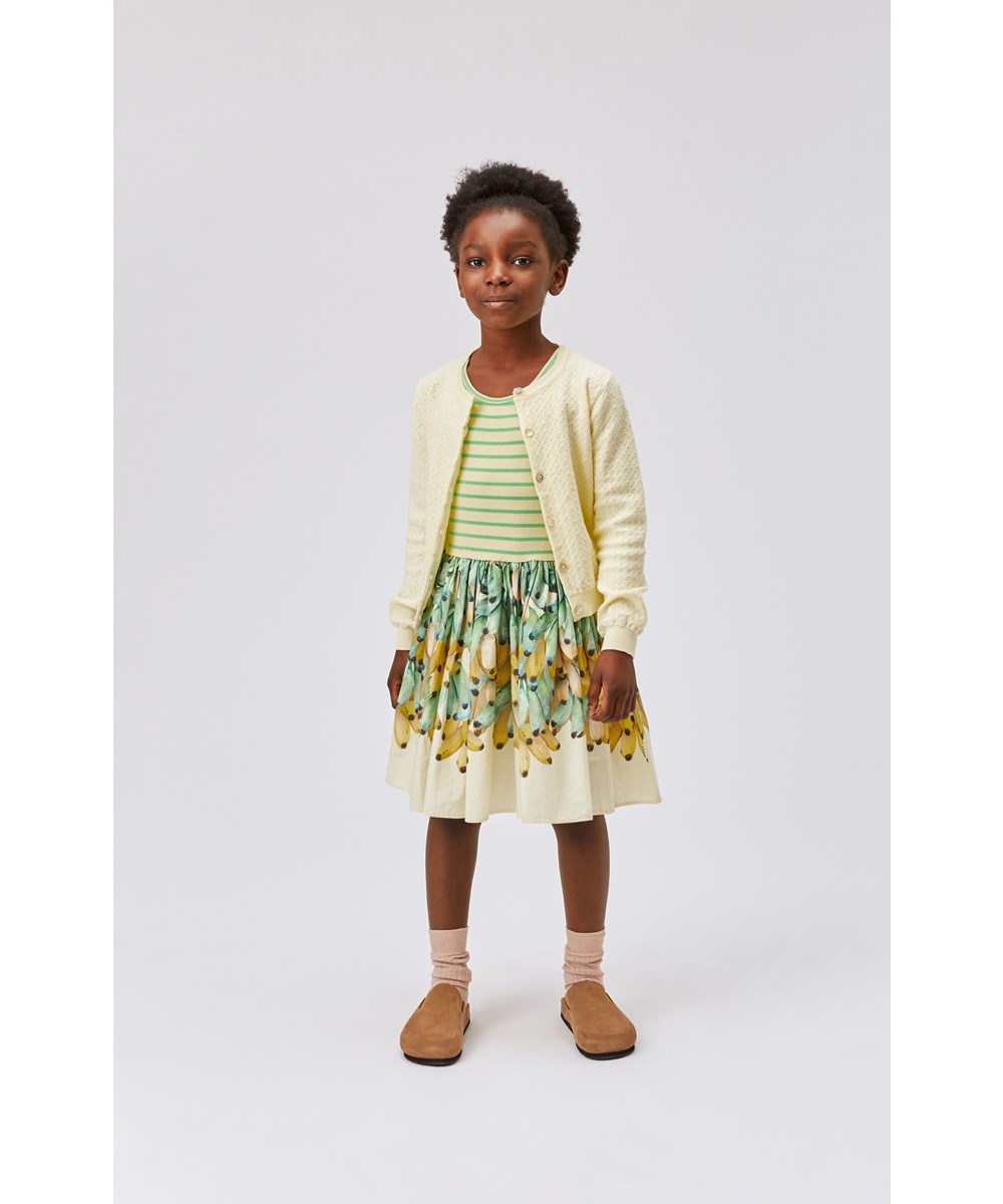 Gala - Vanilla - Gul strikcardigan