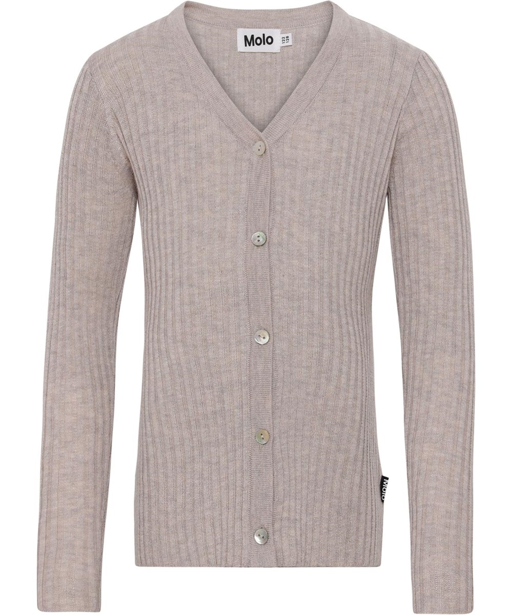 Genie - Doeskin Melange - Grå rosa cashmere cardigan 