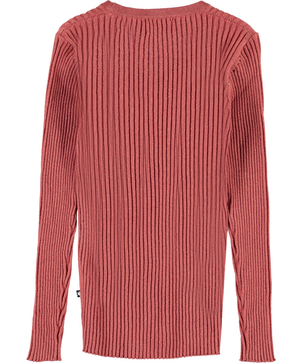 Genie - Faded Rose - Rosa rib cardigan med glimmer