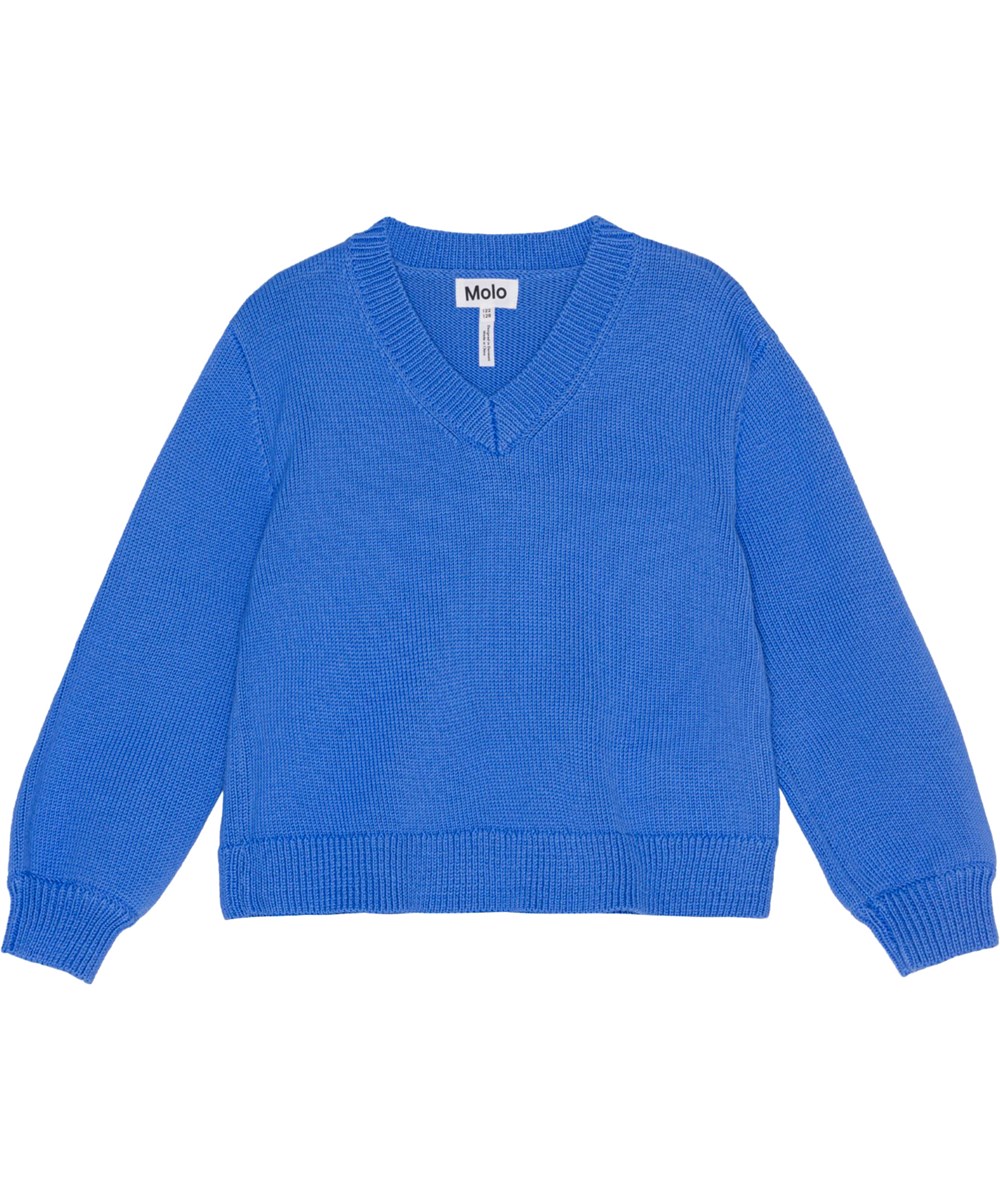 Germaine - Forget Me Not - Blå Strikket sweater i bomuld